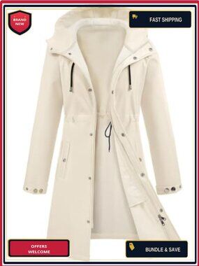 Womens Waterproof Softshell Hooded Raincoat Fleece Lined Long Windproof